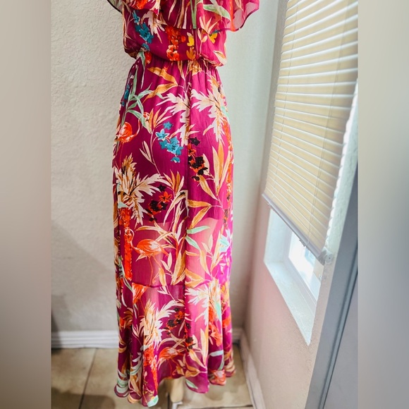 Express Floral Off The Shoulder Maxi Dress RED XS Like new condition - Picture 6 of 12